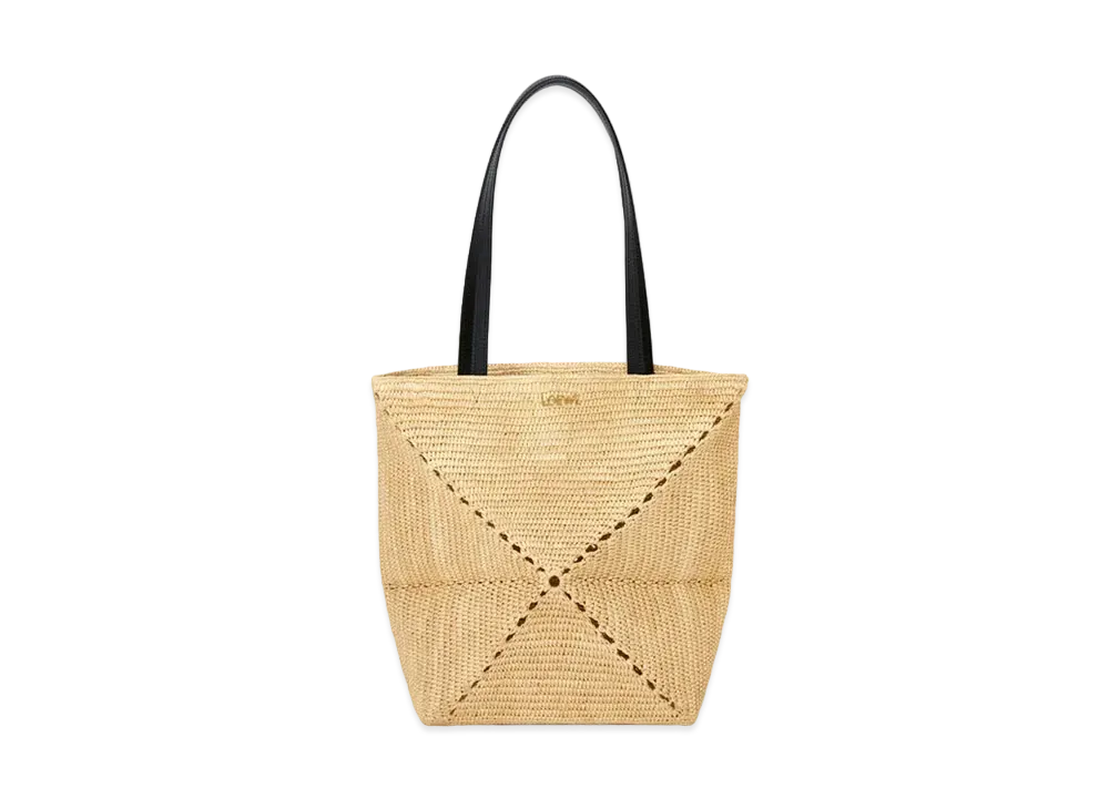 LOEWE Medium Puzzle Fold Tote In Raffia "Natural"