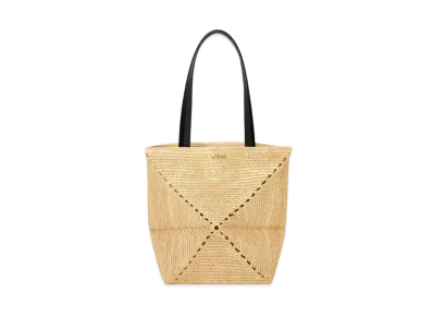 LOEWE Medium Puzzle Fold Tote In Raffia "Natural"