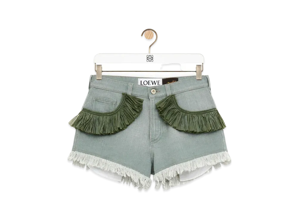 LOEWE Shorts In Denim "Khaki Green"