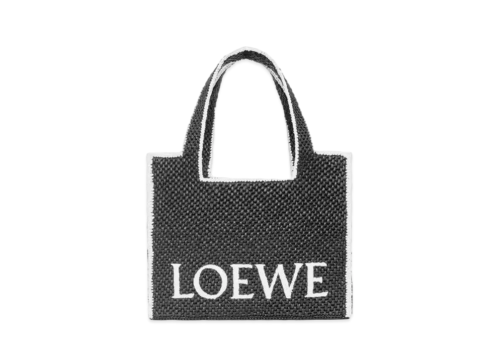 LOEWE Large Loewe Font Tote In Raffia "Black"