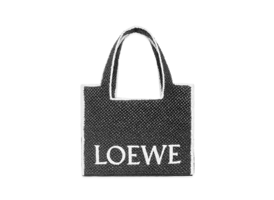 LOEWE Large Loewe Font Tote In Raffia "Black"