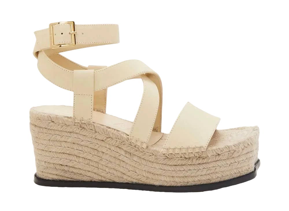 LOEWE Women's Petal Espadrille Sandal In Calfskin "Oat Milk"