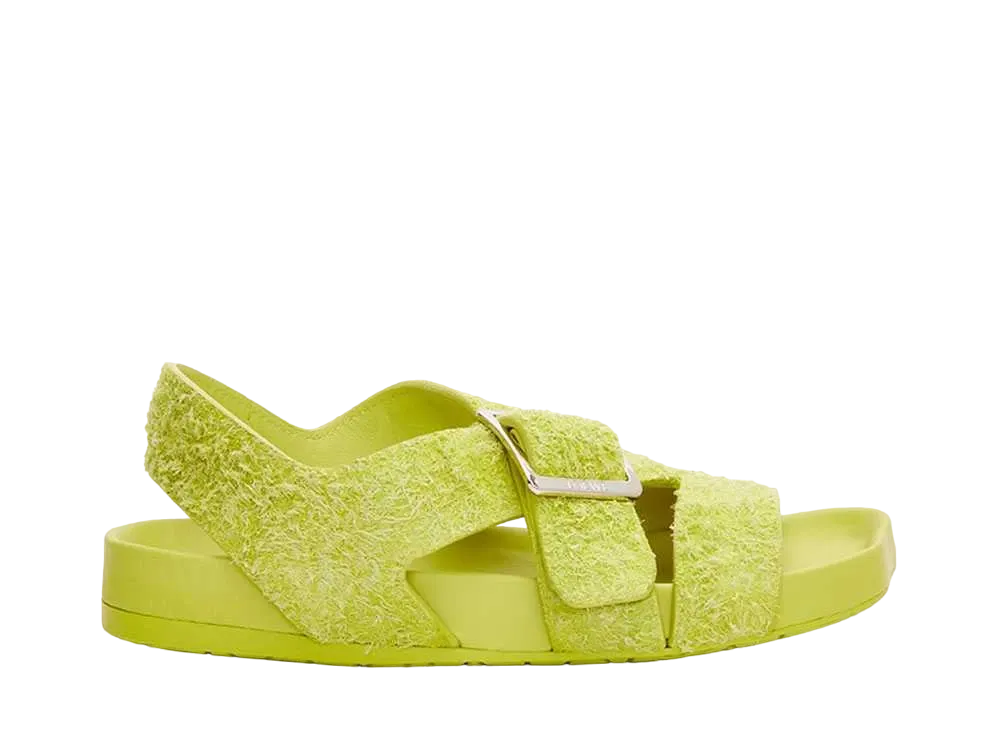 LOEWE Women's Ease Buckle Sandal In Brushed Suede "Lime"