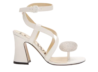 LOEWE Women's Calle Pebble Sandal In Lambskin and Rhinestones "Almost Optic"