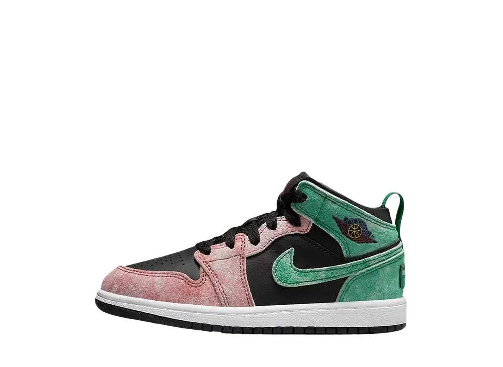 Nike PS Jordan 1 Mid SE "Black/Dune Red/Pine Green/Pine Green"