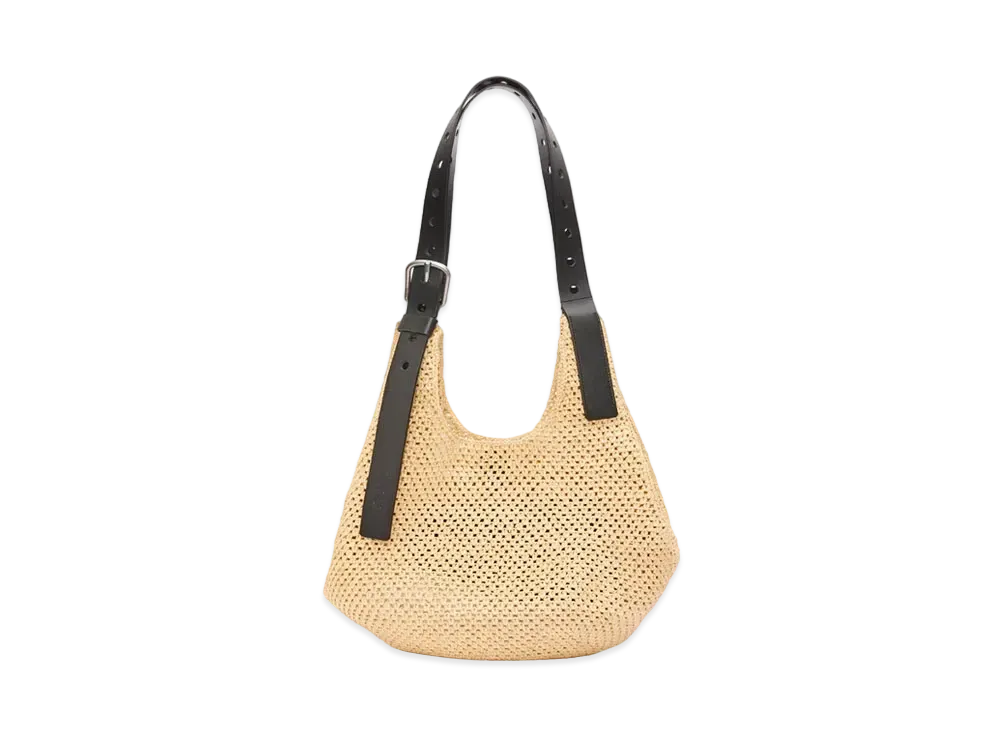 LOEWE Hobo Bag In Raffia and Calfskin "Natural/Black"