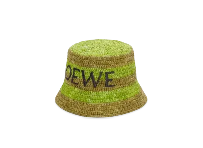 LOEWE Bucket Hat In Raffia "Meadow Green/Olive"