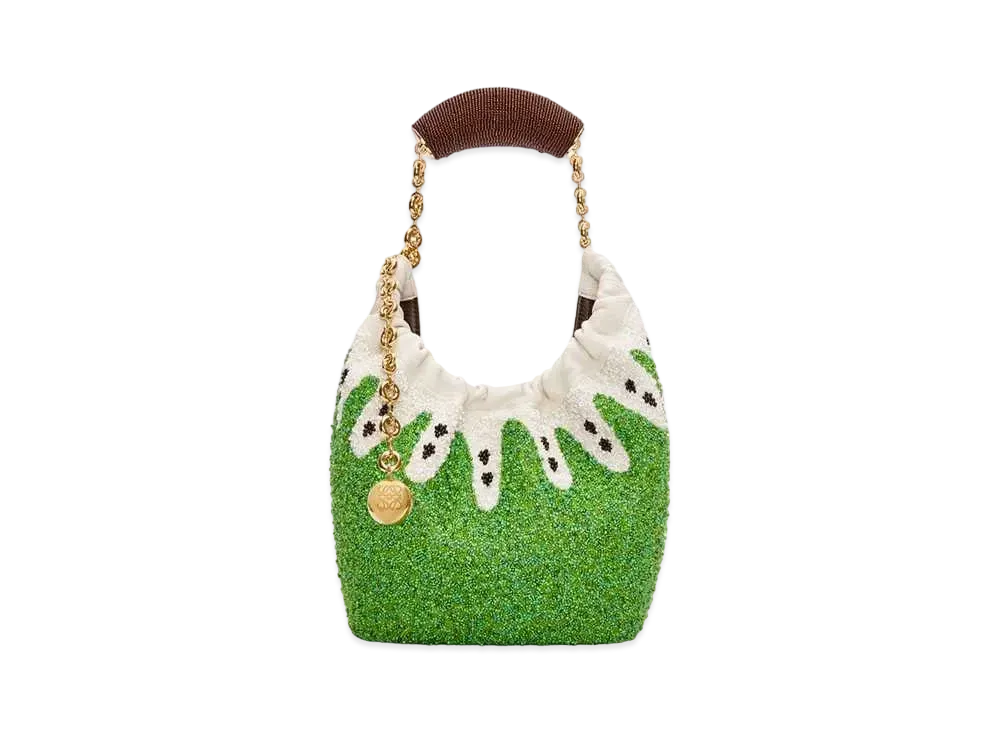 LOEWE Mini Squeeze Bag In Beaded Leather "Green"