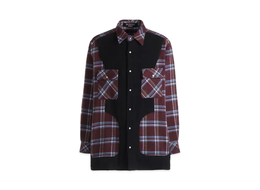 WILDSIDE Yohji Yamamoto x Gods True Cashmere Cashmere Check Shirt "Bordeaux"