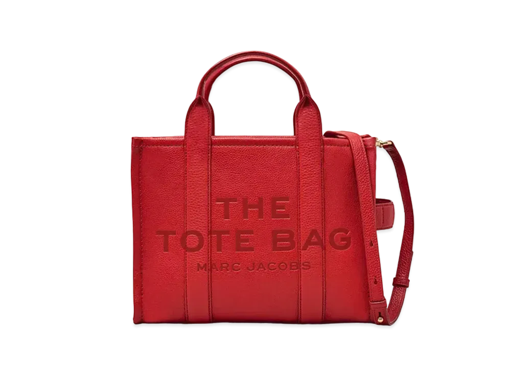Marc Jacobs The Leather Medium Tote Bag "True Red"