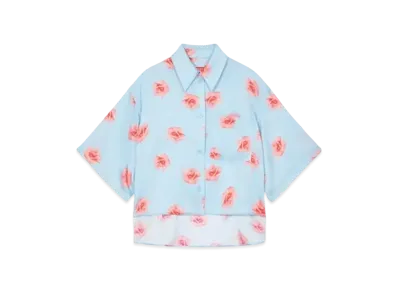 KENZO 'ROSE' Cropped Drop Shoulder Shirt "Light Blue"