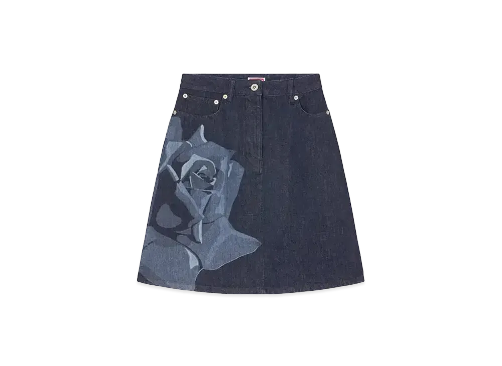 KENZO 'ROSE' Short Skirt "Rinse Blue Denim"