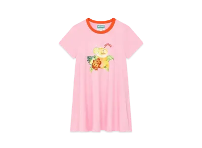 KENZO Cotton Short Sleeve Dress "Rose"