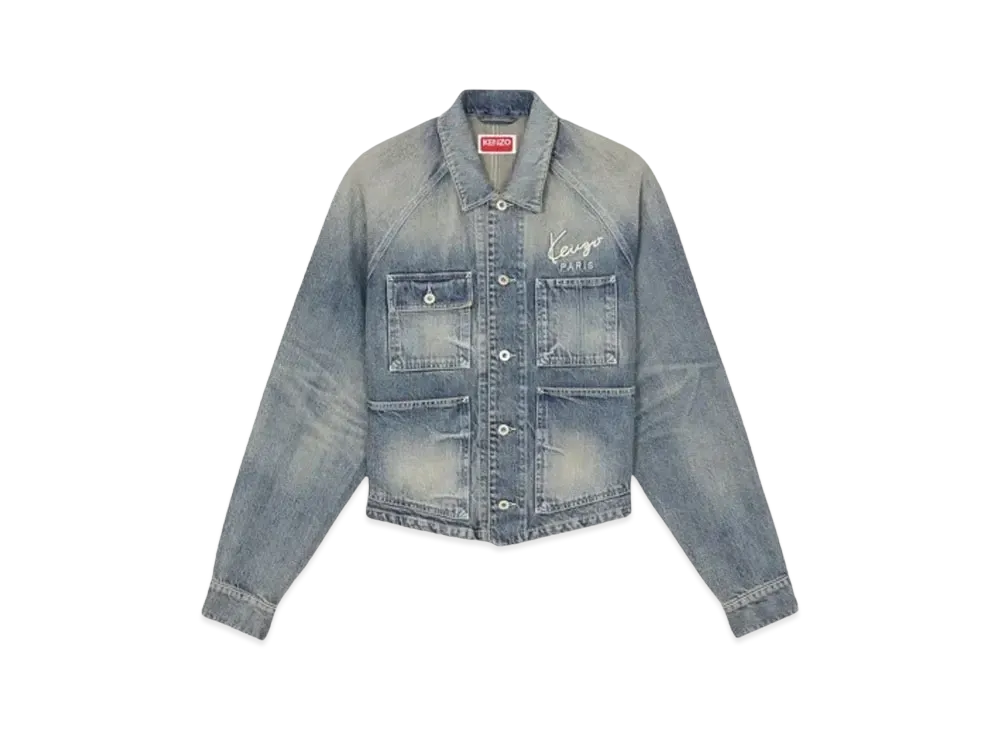 KENZO 'CREATIONS' Trucker Jacket "Stone Bl Dirty Blue Denim"