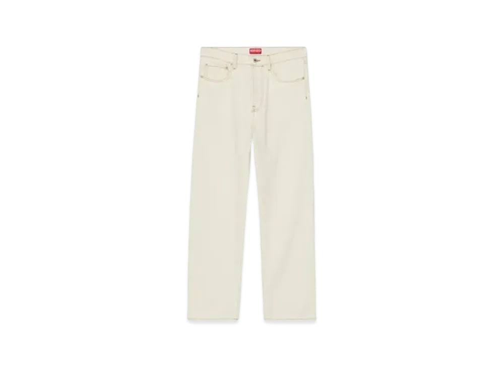 KENZO 'CREATIONS' Cropped ASAGAO Straight Jeans "Stone Bleached White Denim"