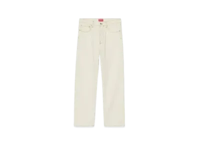 KENZO 'CREATIONS' Cropped ASAGAO Straight Jeans "Stone Bleached White Denim"