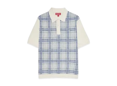 Supreme Plaid Knit S/S Polo "White"