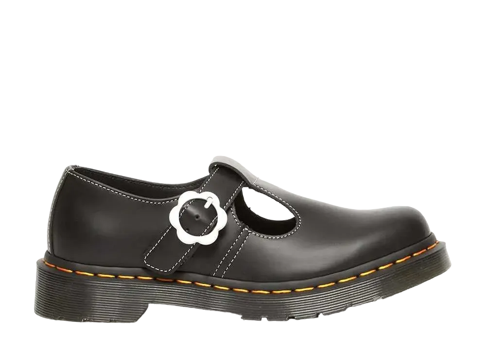 ドクターマーチン ポリー フラワー Tバー シューズ "ブラック"