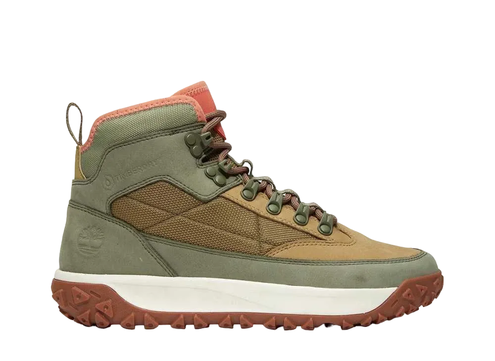 ティンバーランド ウィメンズ グリーンストライド モーション 6 ミッド レースアップ ウォータープルーフ ハイキング ブーツ "ダークグリーン"