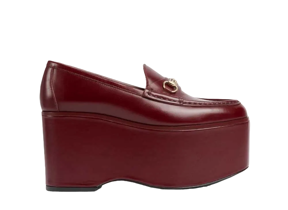 GUCCI Women's Horsebit Platform Loafer "Rosso Ancora"