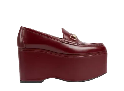GUCCI Women's Horsebit Platform Loafer "Rosso Ancora"