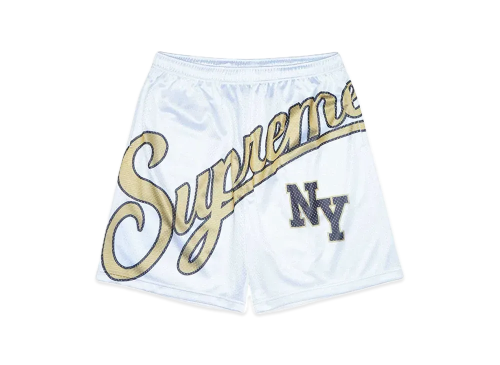 Supreme Big Script Mesh Short "White"