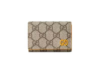 GUCCI Mini Wallet With GG Detail GG Supreme "Beige/Ebony/Yellow"