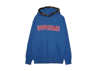 Supreme Leopard Trim Hooded Sweatshirt "Blue"
