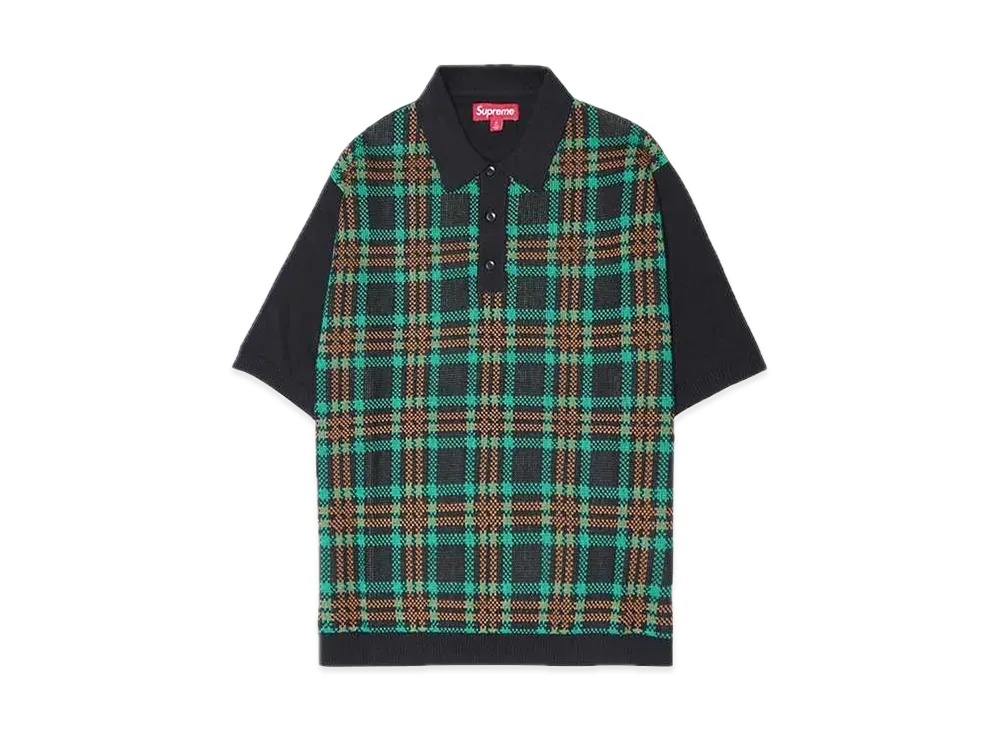 Supreme Plaid Knit S/S Polo "Black"