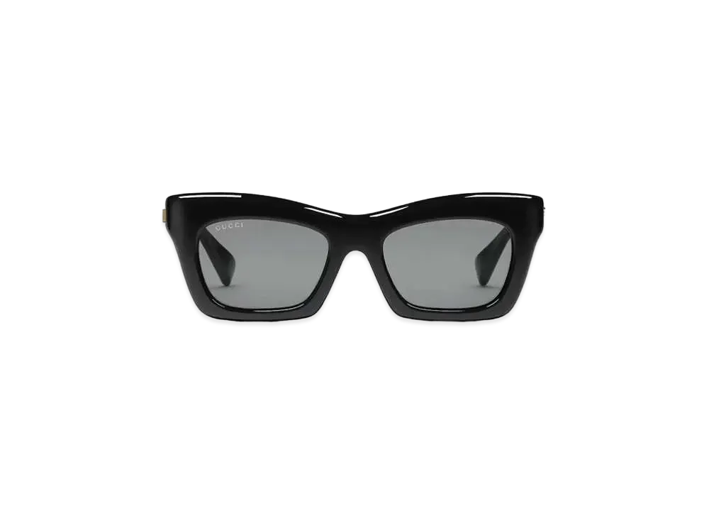 GUCCI Specialized Fit Rectangular Sunglasses "Shiny Black"