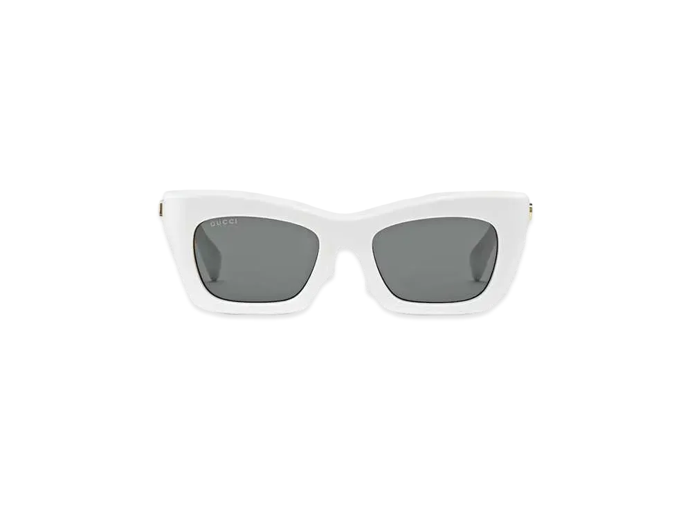 GUCCI Specialized Fit Rectangular Sunglasses "Shiny White"