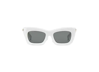 GUCCI Specialized Fit Rectangular Sunglasses "Shiny White"