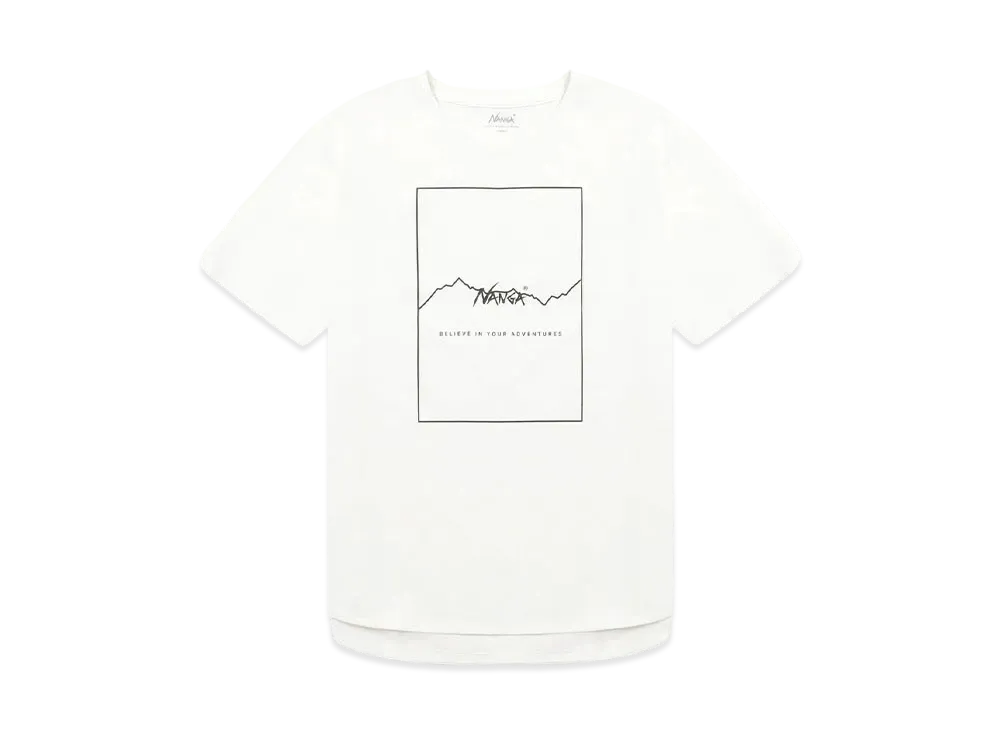 NANGA Women's Dry Mix Frame Logo Round Tee "White"