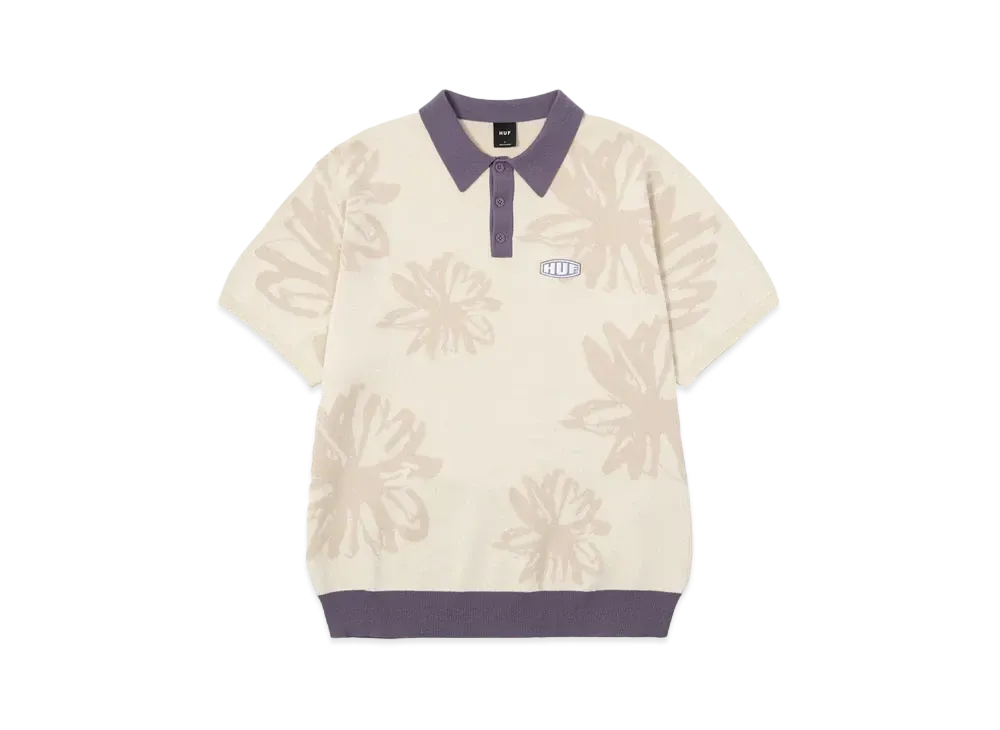 HUF Summer 24 Flower Knit Polo "Ivory"