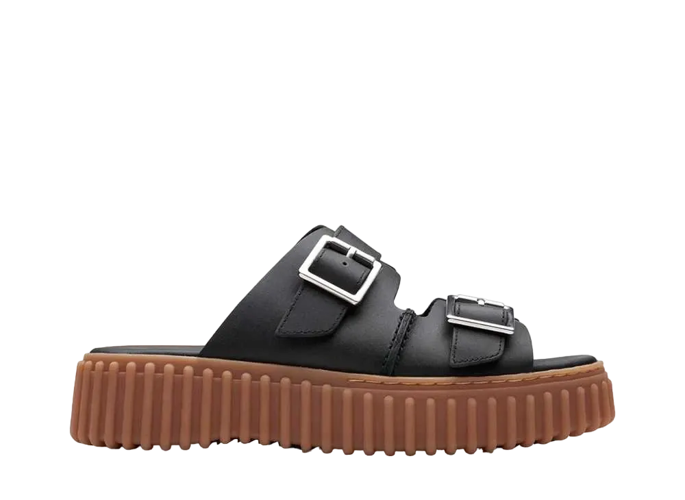 クラークス ウィメンズ トーヒルスライド "ブラックレザー"