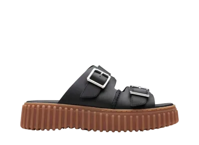 Clarks Women's Torhill Slide "Black Leather"