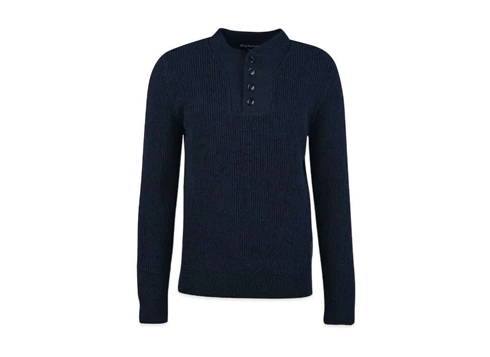 Barbour Men's Wool Cotton Henley Knit "Navy"
