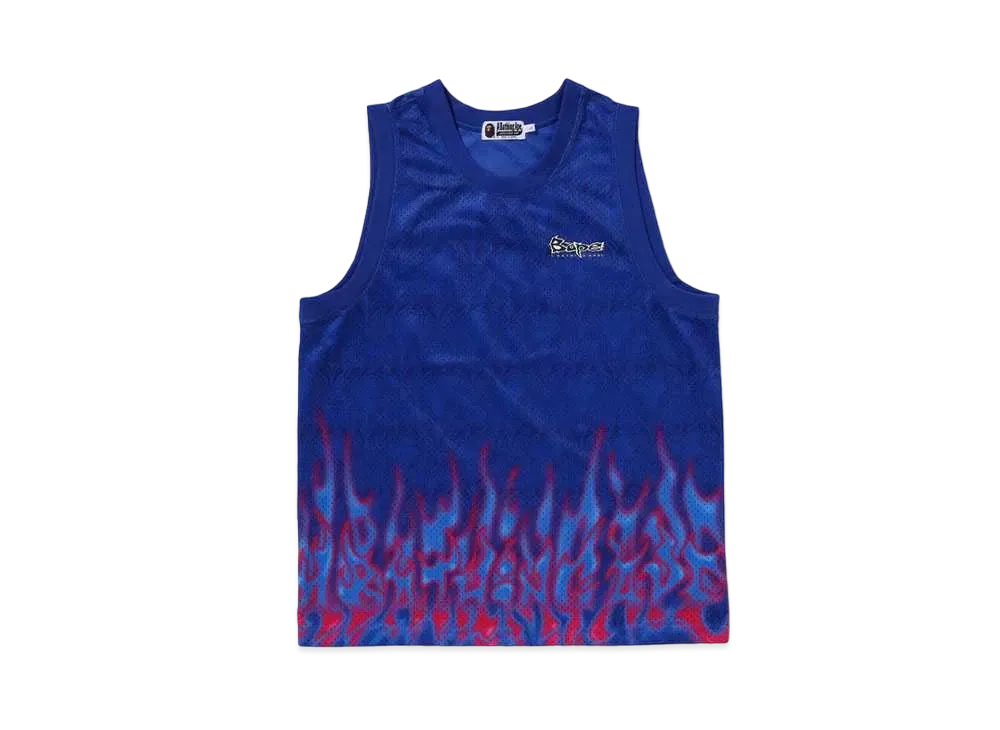 A BATHING APE Flame Mesh Vest "Blue"