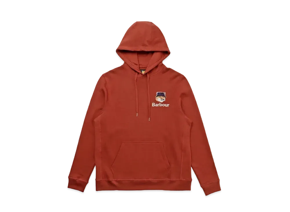 Barbour x Maison Kitsune Fox Logo Hoodie "Orange"