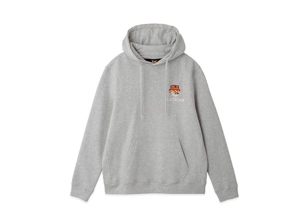 Barbour x Maison Kitsune Fox Logo Hoodie "Gray"