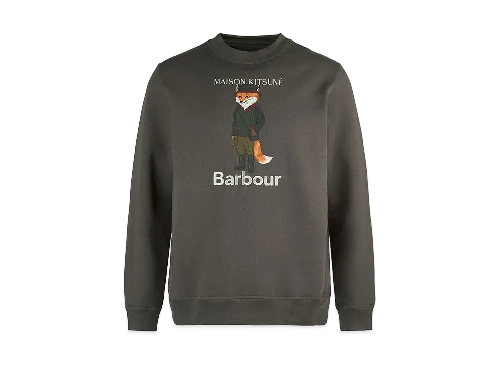 Barbour x Maison Kitsune Beaufort Fox Print Crewneck Sweat "Green"