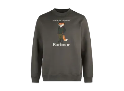 Barbour x Maison Kitsune Beaufort Fox Print Crewneck Sweat "Green"