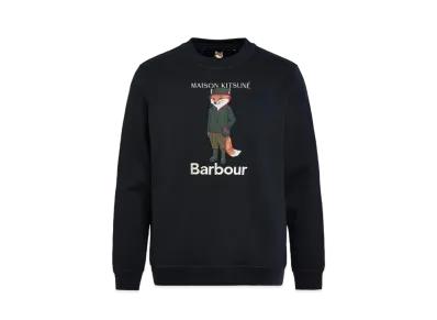 Barbour x Maison Kitsune Beaufort Fox Print Crewneck Sweat "Black"