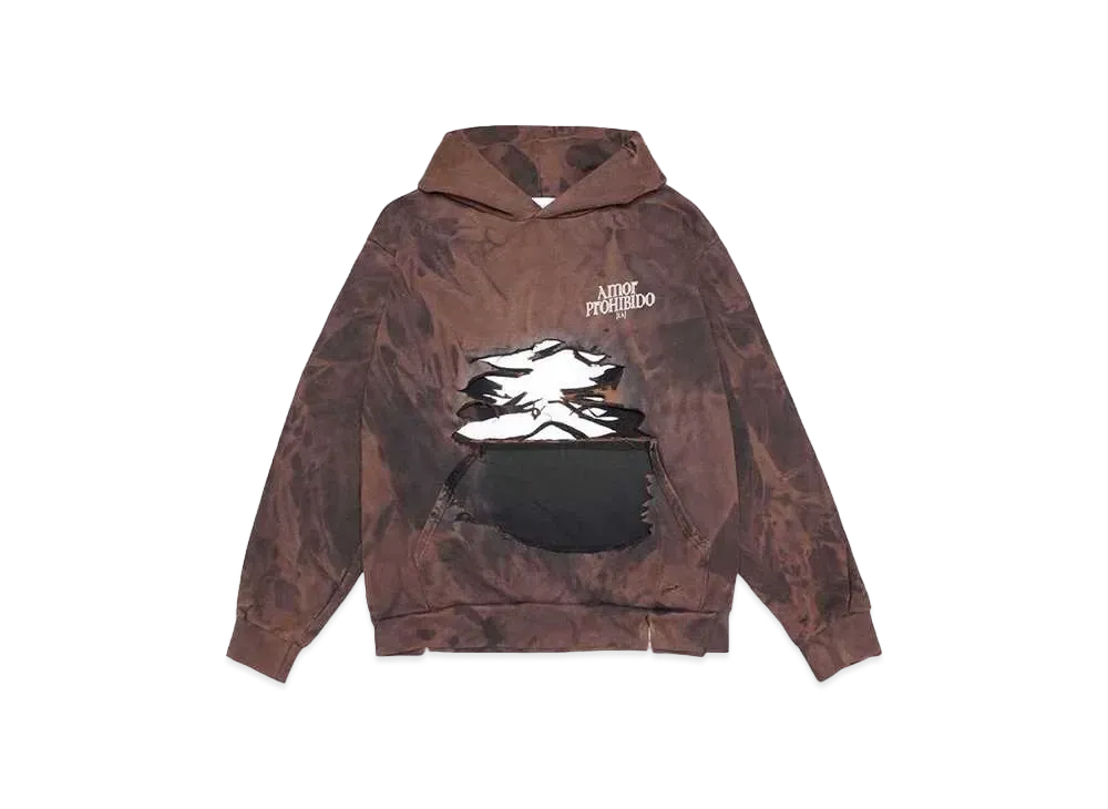 Amor Prohibido DISTRESSED LOGO HOODIE "RUST"
