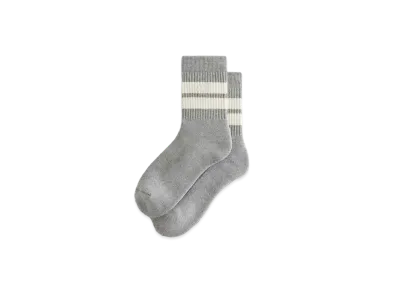 Kith Striped Mid Crew Socks With Script Embroidery "Heather Grey"