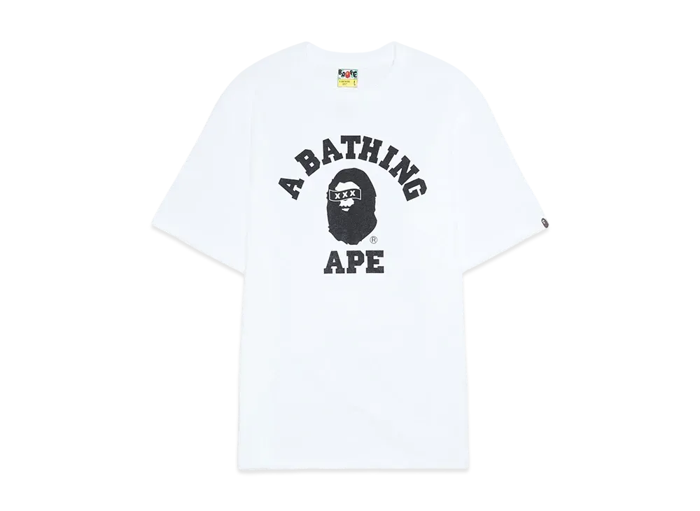 アベイシングエイプ x ゴッド セレクション XXX カレッジ Tシャツ "ホワイト"
