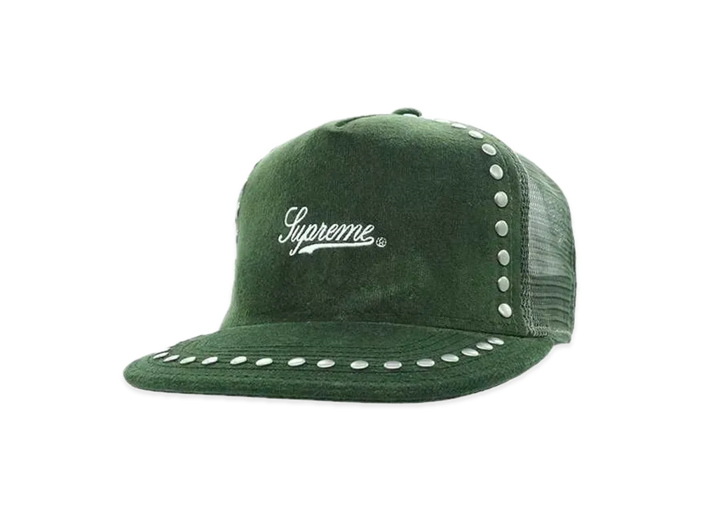 Supreme Studded Velvet Mesh Back 5-Panel "Green"