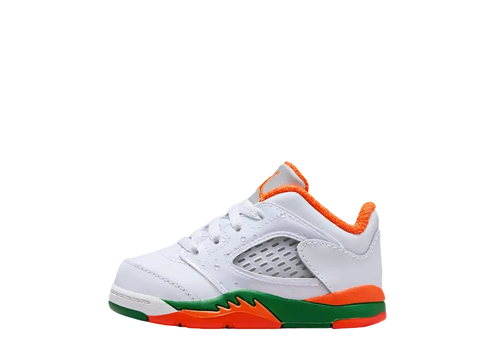 ナイキ TD エアジョーダン5 レトロ ロー "フットボールグレー/パイングリーン/ブリリアントオレンジ" (キッズ)
