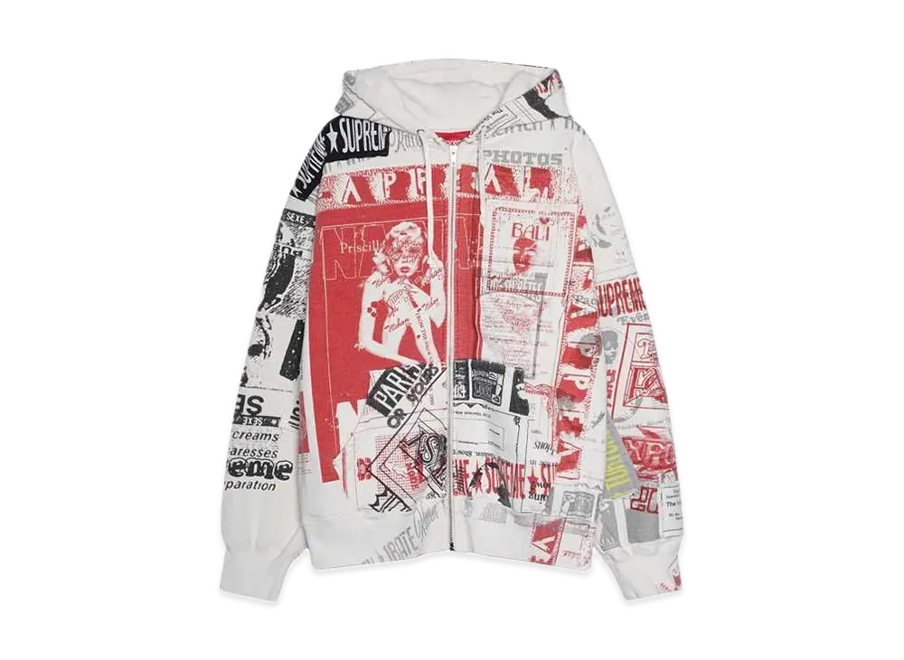 シュプリーム コラージュ ジップ アップ フーディー スウェットシャツ "ホワイト"