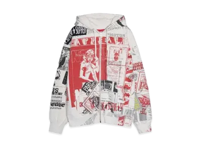Supreme Collage Zip Up Hooded Sweatshirt "White"